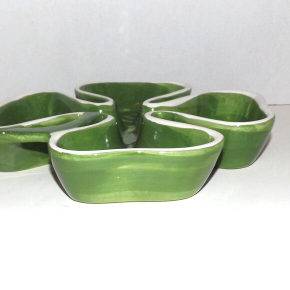 Vintage Sweet Olive Designs Lisa Levy Ceramic Shamrock Relish Candy Serving Dish - Picture 5 of 9